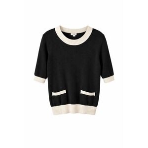 LOFT Black & Cream Contrast Trim Sweater | Chanel Inspired | Size M